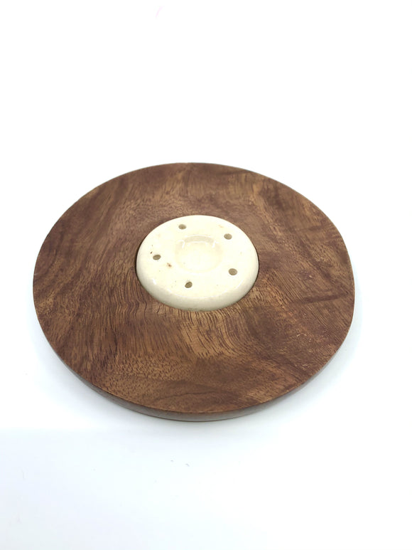 Wooden Carved Plate Burner with Ceramic